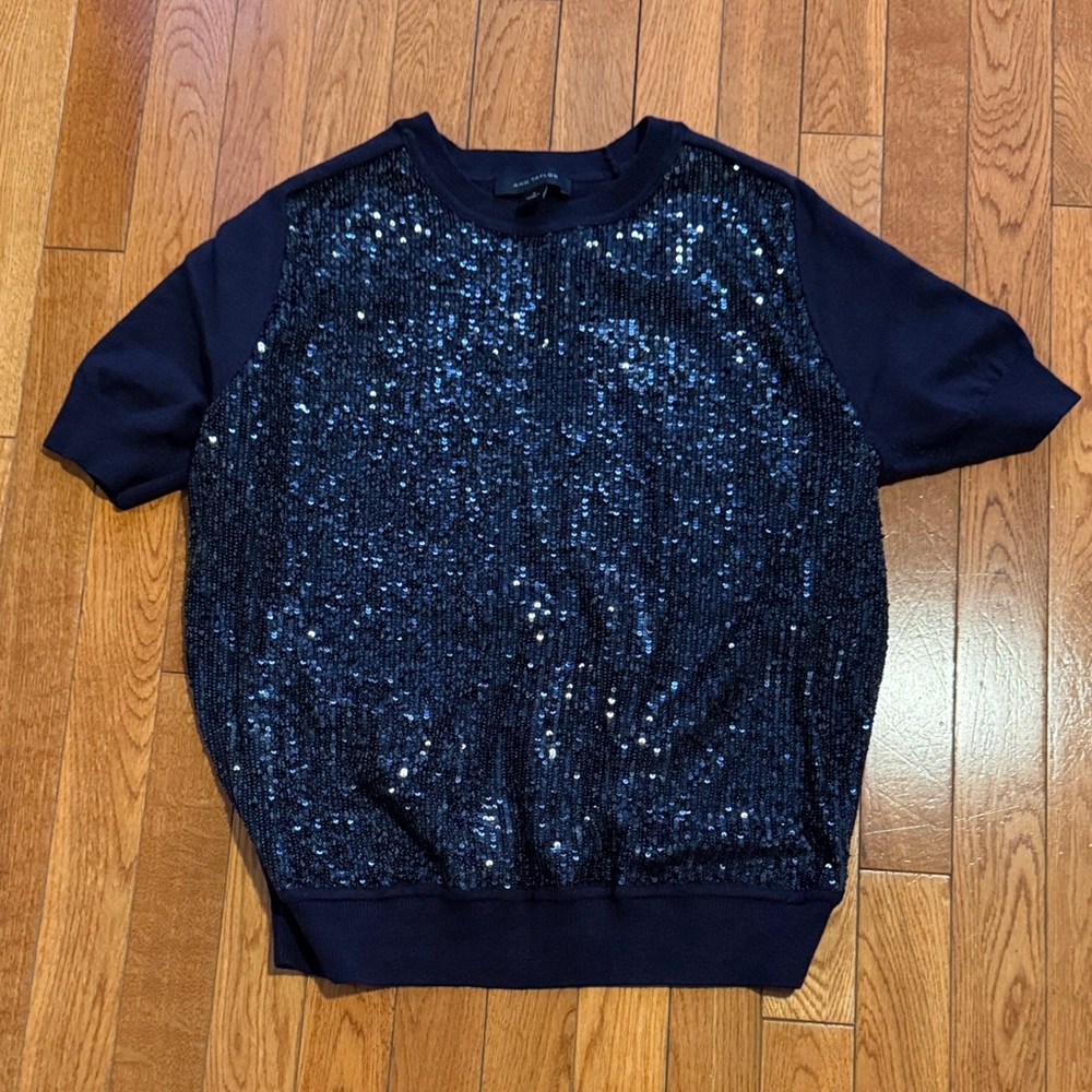 Ann Taylor Midnight Blue Sequin Top